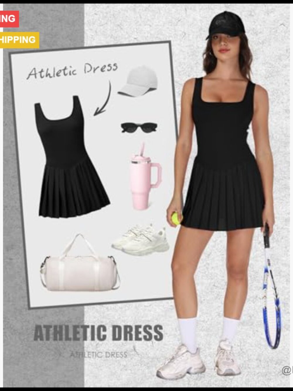 Athletic Dress with Built-in Shorts and Pockets Sleeveless Activewear - Picture 4 of 6